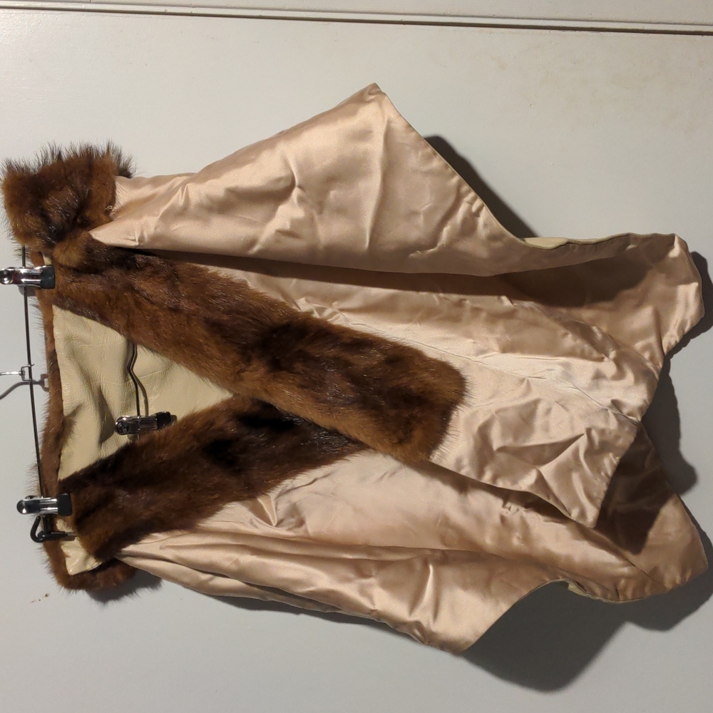 One of a kind 1950s vintage stole lined with genuine mink fur